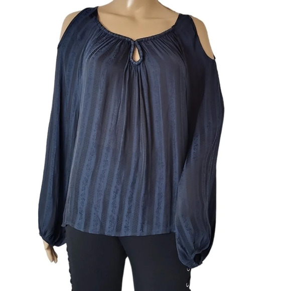 Muche Muchette Tonal Stripe Poet's Blouse Grommets - Picture 1 of 5